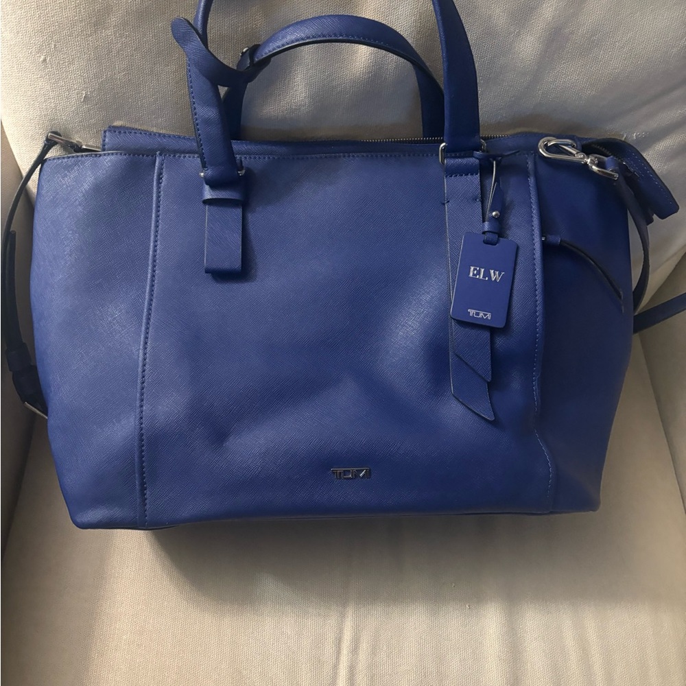 Cobalt blue Tumi Varek tote bag